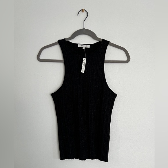 Madewell Tops - Madewell black shimmer knit tank - size M